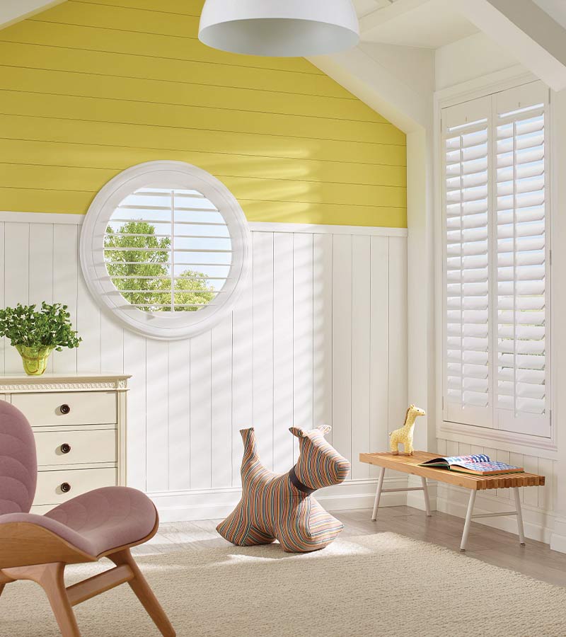 circle window with white shutters