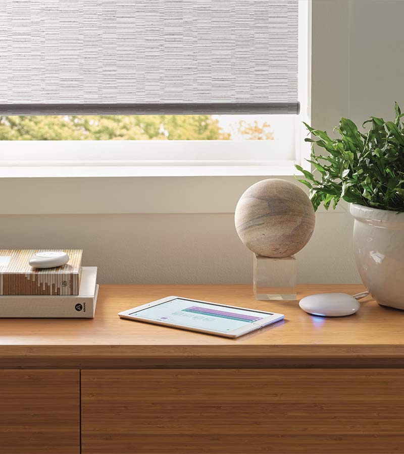 app control on hub and tablet for automatic window shades