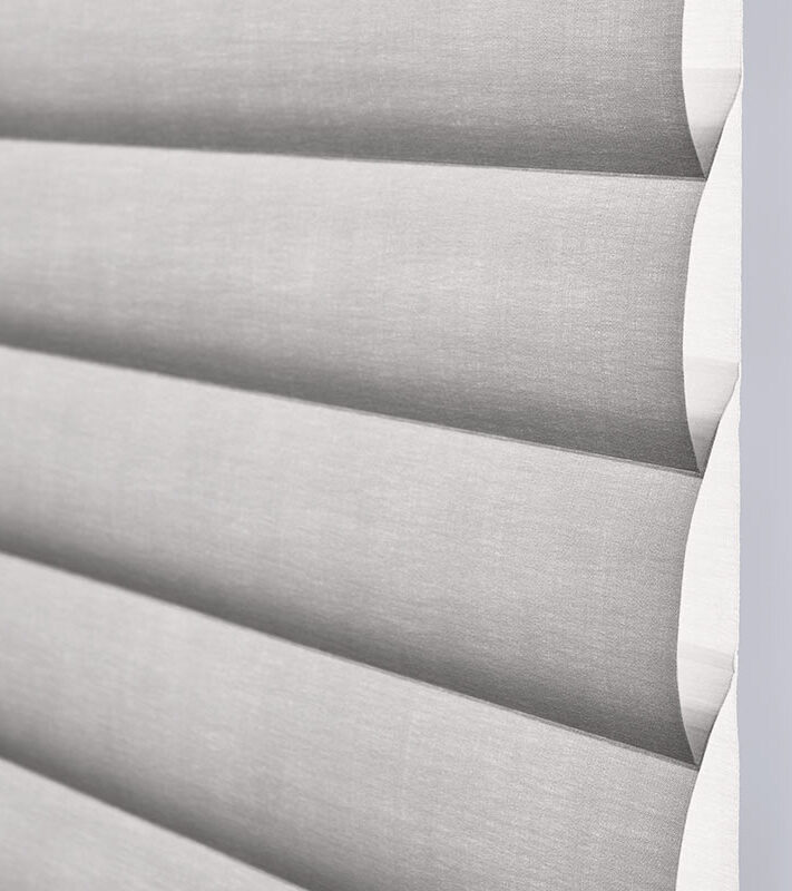 detail of gray window covering