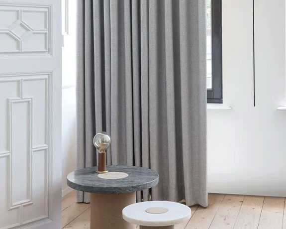 gray window drapery