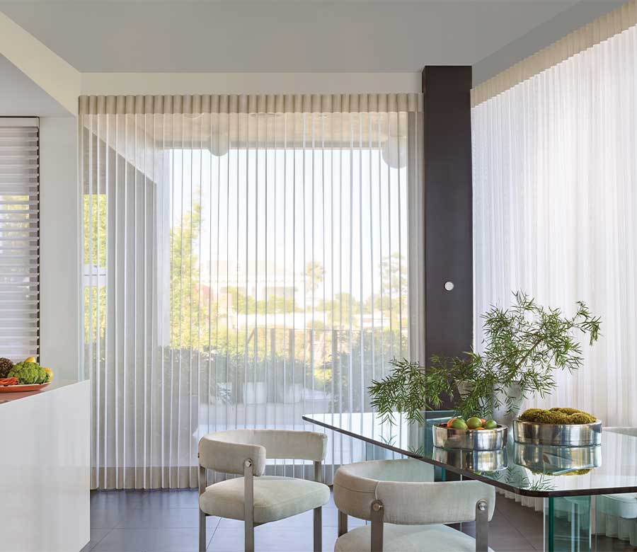 sheer vertical shades in dining room