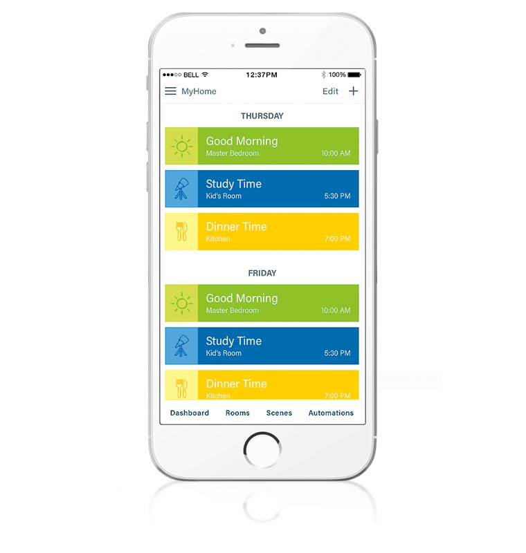 powerview-automation-app-smartphone-hunter-douglas app home screen for hunter douglas