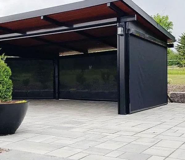 outside hurricane shutters in black