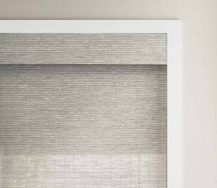 gray textured woven wood shades with dual shades in nova scotia