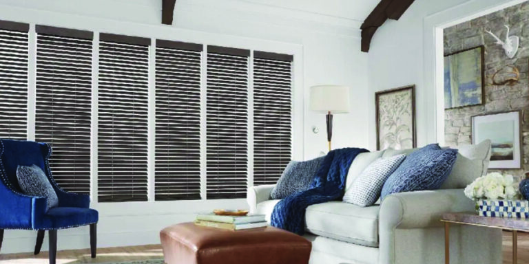 parkland wood blinds in living room for winter