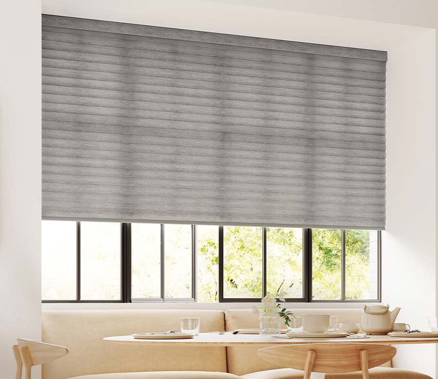 gray window shades on windows in dining room in nova scotia