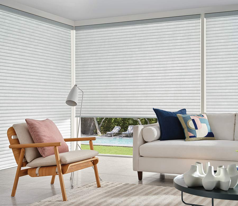 living room with gray window shades that are energy efficient gotcha covered