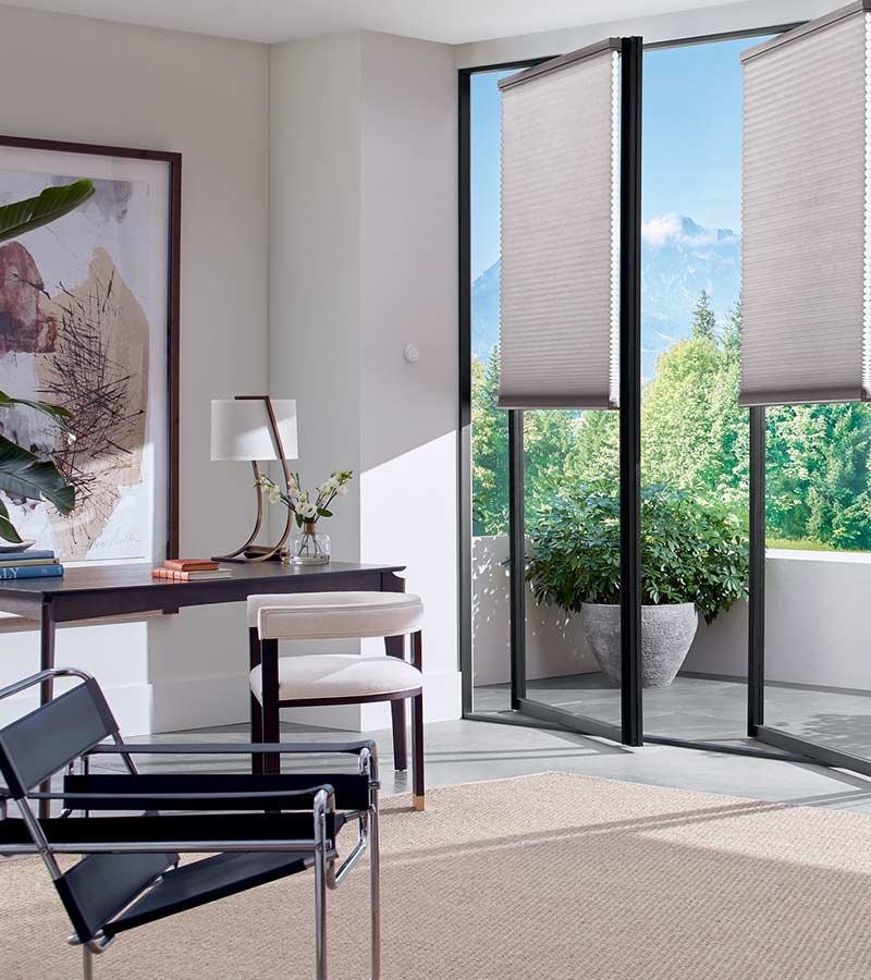 trackglide-window-treatments-hunter-douglas-european-glass-doors-with-window-coverings-gotcha-covered-seeview-nova-scotia tilt and turn honeycomb window shades in home office nova scotia