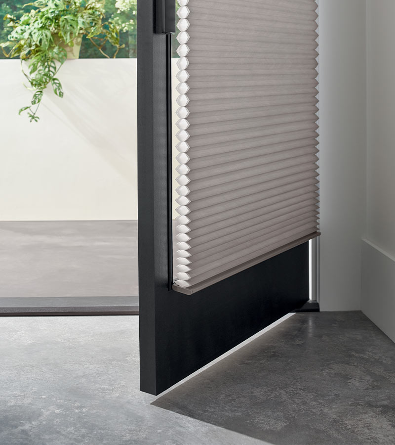 trackglide-window-treatments-hunter-douglas-glass-entryway-door-window-shades-gotcha-covered-seeview-nova-scotia honeycomb shades with trackglide on glass entryway doors nova scotia