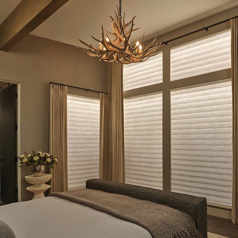 modern roman shades with aura illumination in Nova Scotia home
