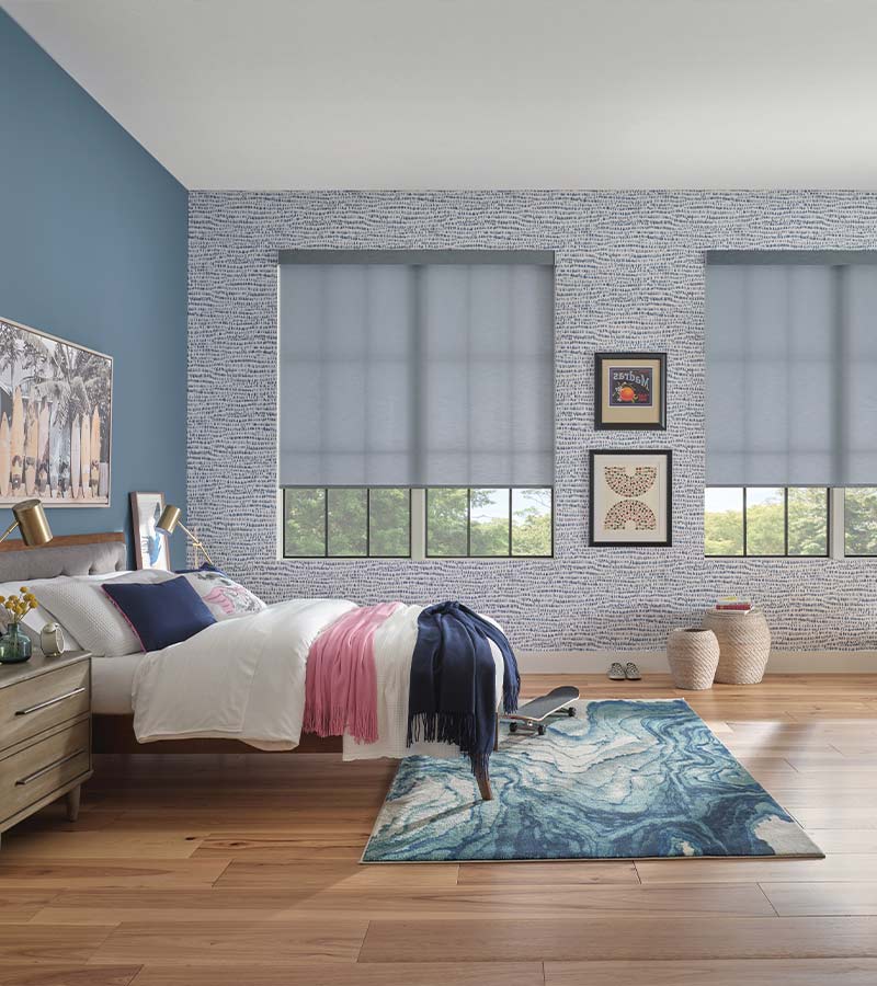 child-safe-window-treatments-designer-roller-shades-gotcha-covered-seeview-blinds bedroom blue cordless roller shades