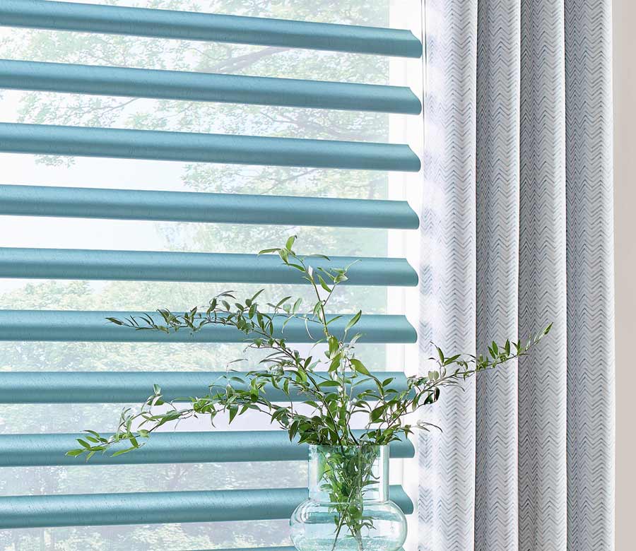 Blue Pirouette Shades with Custom Drapery halifax