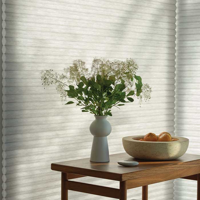 Duette® honeycomb shades on large corner windows for energy efficiency