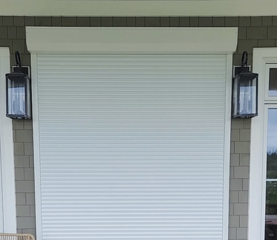 after view of kf alulux exterior shutters on home front door