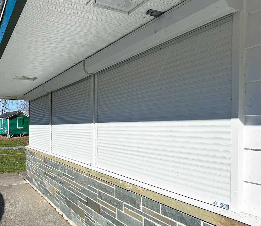 white exterior shutters gotcha covered seeview blinds and shutters rolled down