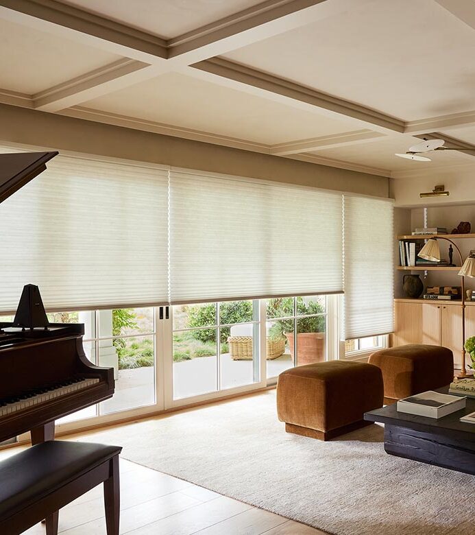 honeycomb shades in living room that are energy efficient